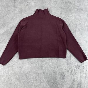 Stockholm Atelier Sweater Women XS Maroon Viscose Mock Neck Long Sleeve Pullover